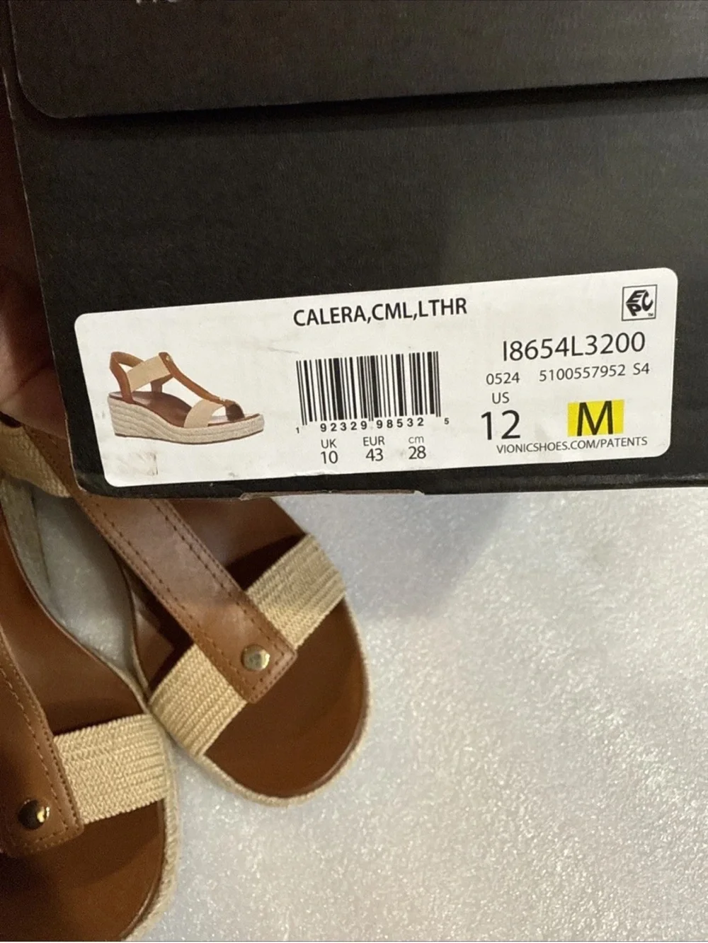 Vionic Calera Camel Leather Slingback Wedge Sandal Women's Size 12
